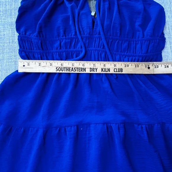 Royal Blue Maxi Sun Dress Beach Smocked sz Lhigh waisted Monteau Los Angeles NWT - Picture 3 of 8